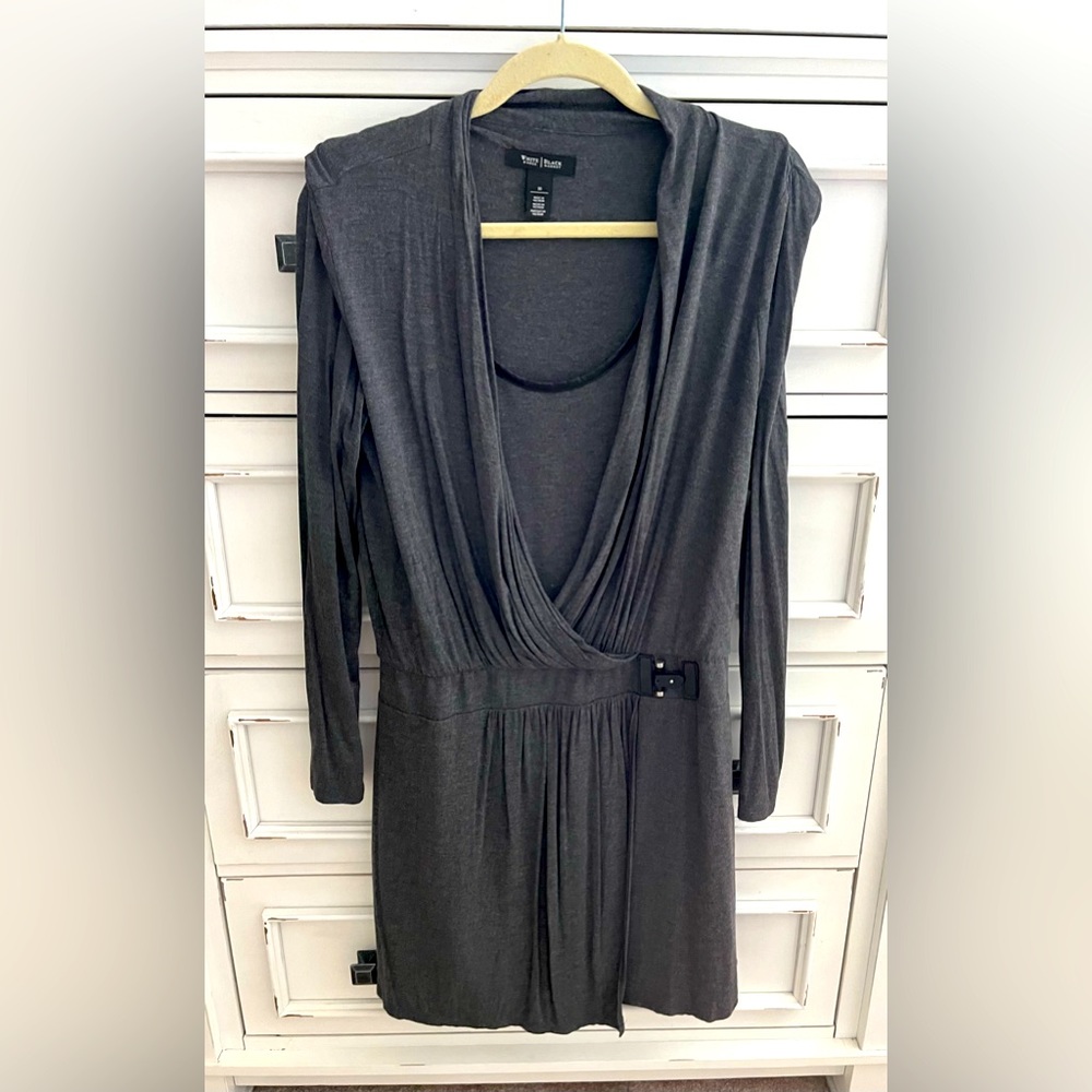 White House Black Market Faux Leather Trim Jersey Dress